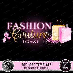 DIY Boutique logo design sac à provisions logo mode style logo diamant logo boutique en ligne logo styliste logo instagram boutique logo