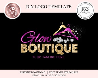 Boutique logo design clothes hanger logo fashion style logo online shop logo diamond logo diy logo instagram shop logo