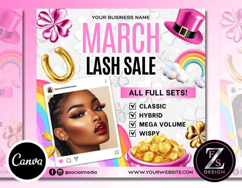 March Lashes Flyer, Lash Extensions Flyer, Patricks Day Flyer, Lash ...