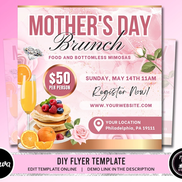 Mothers Day Brunch Flyer, May Flyer, Sunday Brunch Flyer, May Sale Flyer, Mother Day Flyer, Social Media Instagram Post