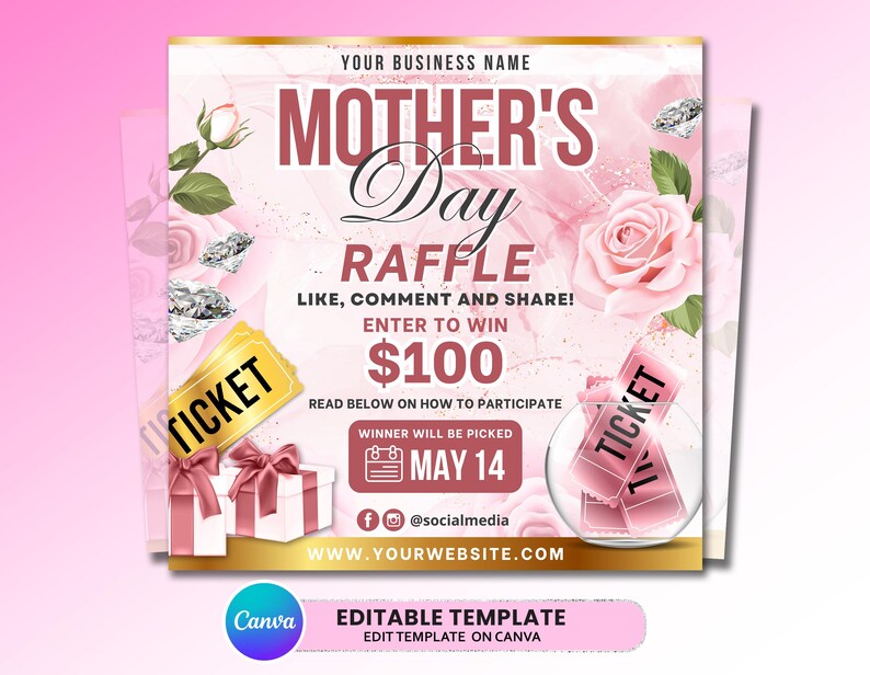 Mum Raffle Mothers Day Raffle Giveaway Flyer, DIY May Flyer, Giveaway Flyer ...