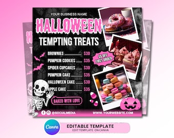 Halloween Bake Sale Flyer, October Sweet Treats Flyer, Bakery Flyer, Halloween Dessert Flyer, Pastry Flyer, Editable Bake Shop Template