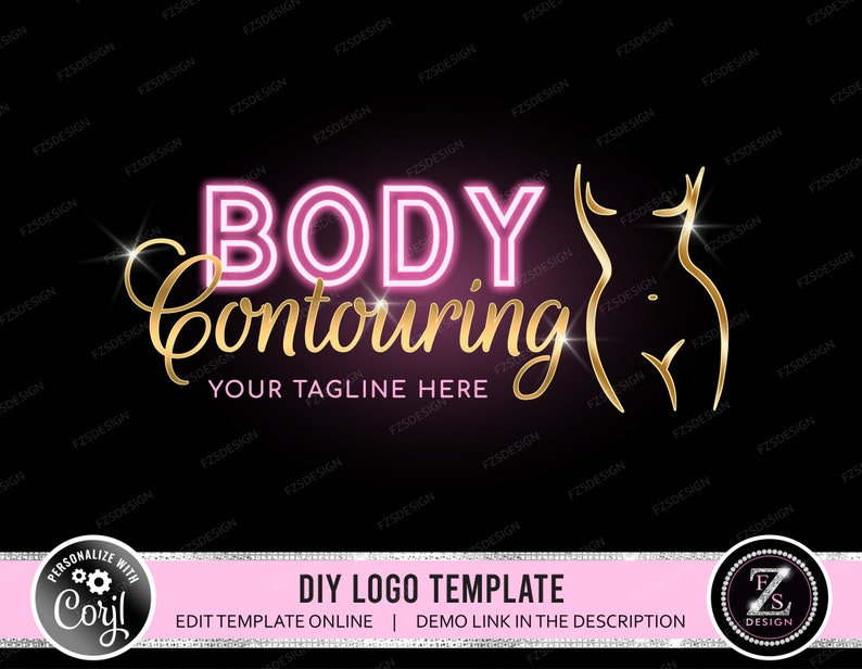 DIY Body Contour Logo, Body Sculpting Logo, Logo-Design-Vorlage, Kosmetiker-Logo, Körper-Logo, Körper-Schlankheits-Logo, Business-Logo-Design Bild 1