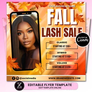 Fall Season Lash Sale Flyer, DIY Lash Extensions Flyer, Beauty Lash Deals Flyer, Lash Flyer, Autumn Lashes Flyer, Flyer Template