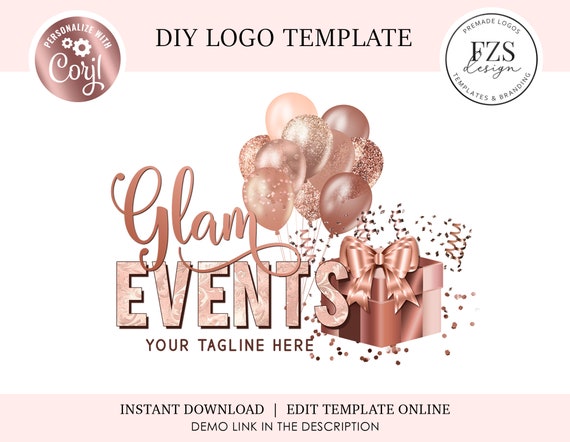 Balloons Event Logo Party Planning Confetti Premade Logo 