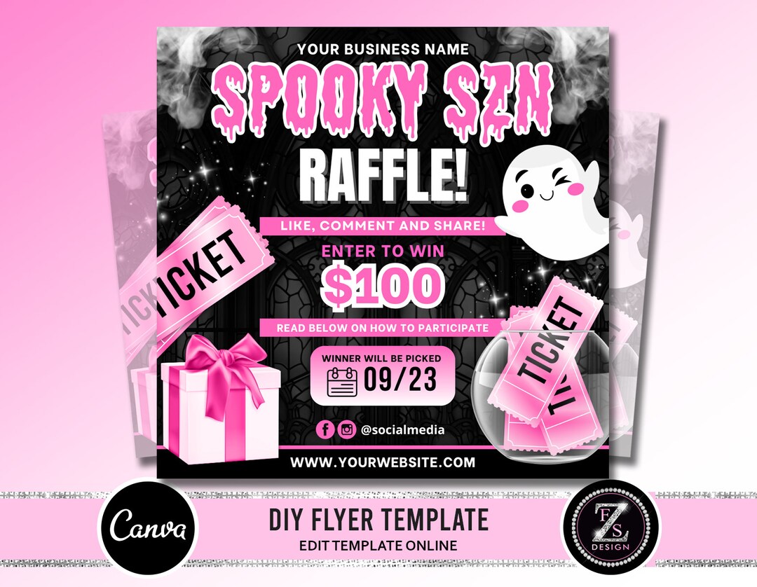 Halloween Raffle Giveaway Flyer, October Flyer, Giveaway Flyer, Raffle