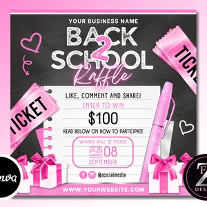 Back to School Raffle Giveaway Flyer, DIY Back 2 School Flyer, Giveaway ...
