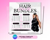 Hair Price List Flyer, Wig Install Flyer, Hair Bundles Social Media Canva Template, Hair Stylist Booking Flyer