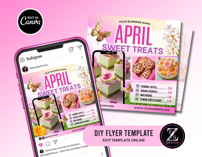 April Bake Sale Flyer, Bakery Flyer, Sweet Treats Flyer, April Dessert ...