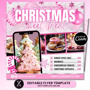 Weihnachtsbacken-Verkaufsflyer, Bäckerei-Flyer, Flyer für süße Leckereien, Weihnachtsdessert-Flyer, Dezember-Bake-Shop-Flyer, Gebäck-Flyer, Kuchen-Flyer
