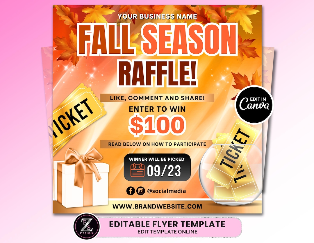 Fall Raffle Giveaway Flyer, DIY Fall Flyer, Giveaway Flyer, Raffle ...