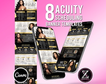 Hair Stylist Acuity Website Templates, Scheduling Website Banners, Acuity Booking Banner Design Canva Template