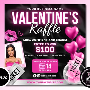 Valentines Day Raffle Giveaway Flyer, DIY Valentines Flyer, Giveaway ...