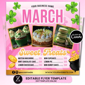 March Bake Sale Flyer, Bakery Flyer, Sweet Treats Flyer, March Dessert Flyer, Bake Shop Flyer, Pastry Flyer, Cake Flyer