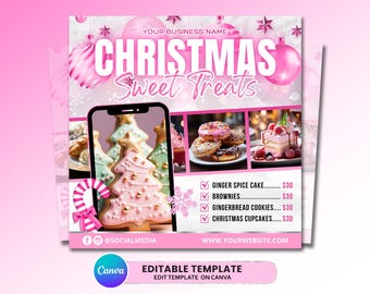 Christmas Bake Sale Flyer, Bakery Flyer, Sweet Treats Flyer, Christmas Dessert Flyer, December Bake Shop Flyer, Pastry Flyer, Cake Flyer