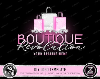 DIY Boutique-Logo-Design-Einkaufstasche-Logo-Mode-Stil-Logo-Diamant-Logo-Online-Shop-Logo-Stylist-LogoInstagram-Shop-Logo