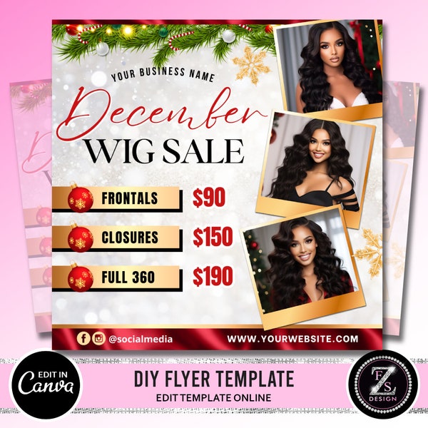 December Wig Sale Flyer, Wig Prices Flyer, Hair Flyer, Wig Sale Flyer, December Sale Flyer, Hair Sale Price, Christmas Flyer, Wig Flyer