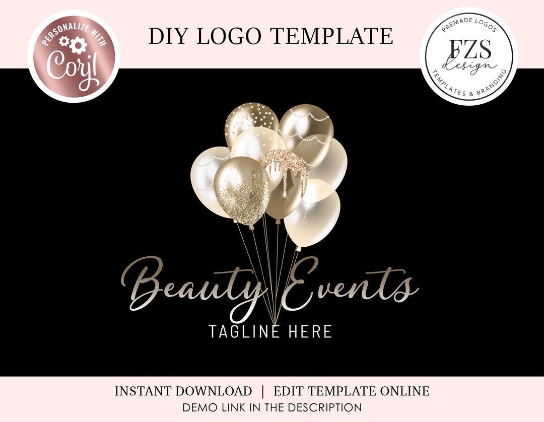 Balloons Logo Party Decor Logo Event Planner Logo Diy Logo Party