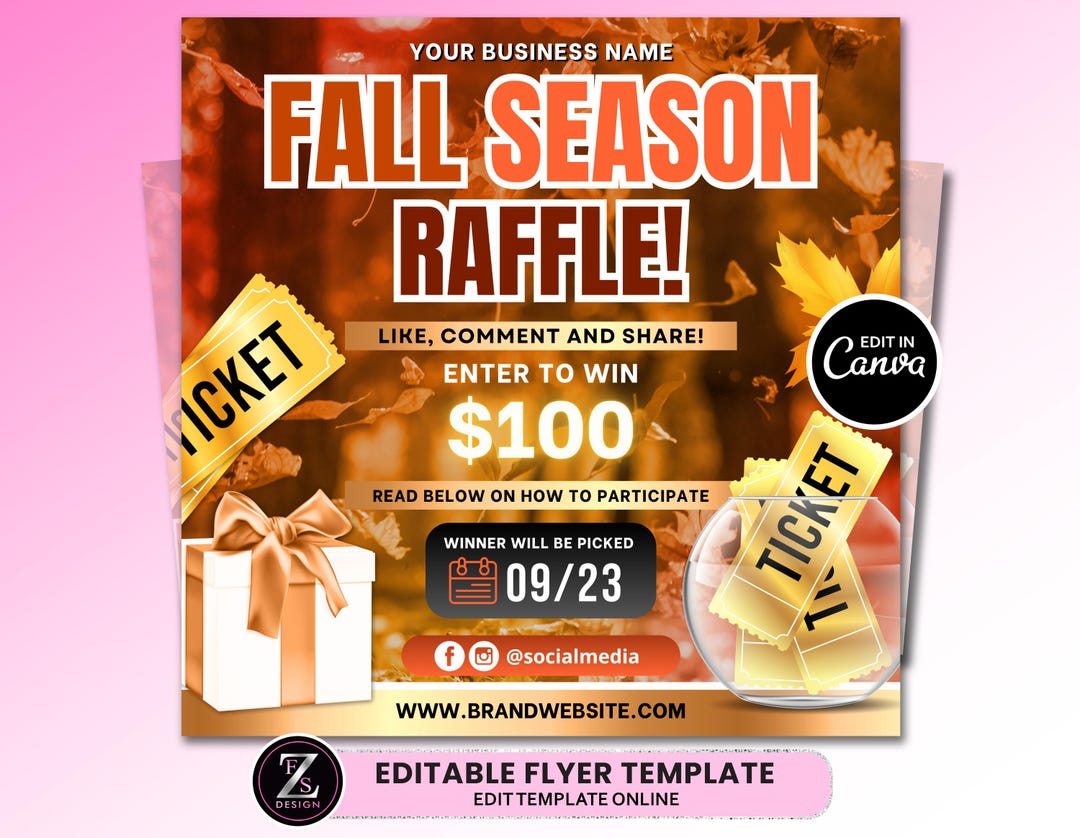 Fall Raffle Giveaway Flyer, DIY Fall Flyer, Giveaway Flyer, Raffle ...
