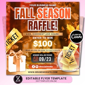 Herbstraffle-Werbegeschenk-Flyer, DIY-Herbst-Flyer, Werbegeschenk-Flyer, Raffle-Flyer, Raffle-Loo-Flyer, Herbstsaison-Werbegeschenk-Flyer