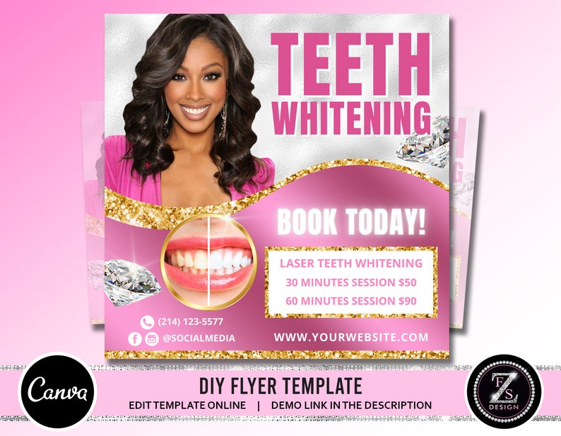 Teeth Whitening Dental Flyer DIY Appointments Social Media Etsy