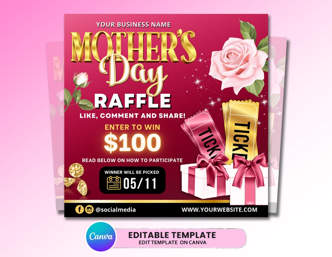 May Raffle Mothers Day Raffle Giveaway Flyer, DIY May Flyer, Giveaway Flyer ...
