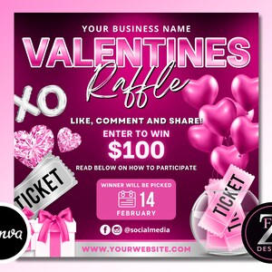Valentines Day Raffle Giveaway Flyer, DIY Valentines Flyer, Giveaway ...
