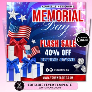 Memorial Day Flyer, Holiday Sale Flyer, Memorial Day Sale Appointment Flyer, Beauty Hair Lashes Nails Boutique Flyer Template