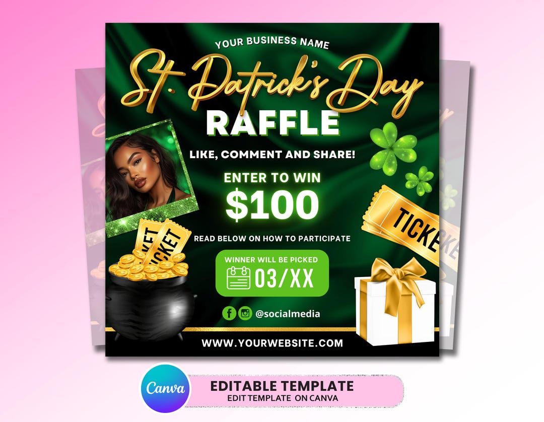 March Raffle Flyer, Patricks Day Giveaway Flyer, Raffle Ticket Flyer ...