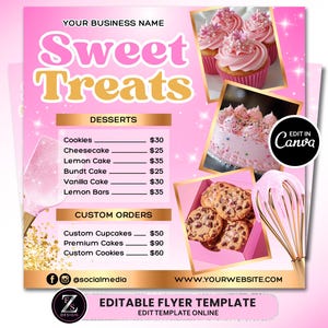 Bäckerei Flyer, Backverkauf Flyer, Flyer für süße Leckereien, Dessert Flyer, Bake Shop Flyer, Gebäck Flyer, Kuchen Business Flyer