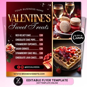 Valentinstag Bäckerei Sale Flyer, Süßigkeiten Flyer, Valentinstag Dessert Flyer, Backshop Flyer, Gebäck Flyer, Februar Flyer