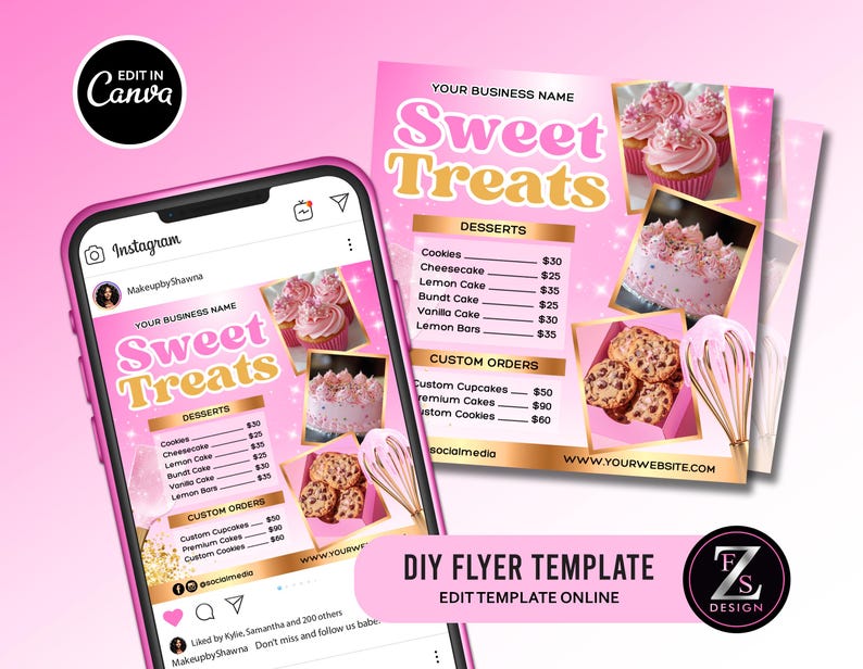 Bakery Flyer, Bake Sale Flyer, Sweet Treats Flyer, Dessert Flyer, Bake ...