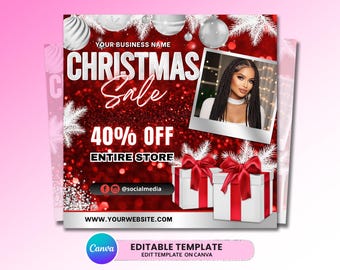 Christmas Sale Flyer, Christmas Appointment Flyer, Holiday Sale, Beauty Braids Hair Lashes Nails Boutique Flyer Template