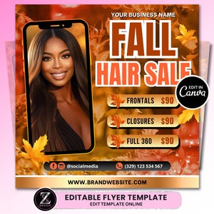 Fall Season Wig Flyer, Wig Price List Flyer, Hair Flyer, DIY Wig Sale Flyer, Hair Stylist Flyer, Bookings Flyer Template