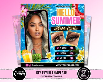 Summer Lash Sale Flyer, DIY Lash Extensions Flyer, Beauty Lash Deals Flyer, Lash Flyer, Summer Season Lashes Flyer, Flyer Template