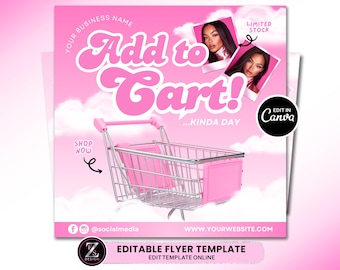 Add to Cart Flyer, Hair Stylist Flyer, Add to Bag Flyer, Bookings Flyer for Beauty Hair Wig Lashes Nails Braids Makeup