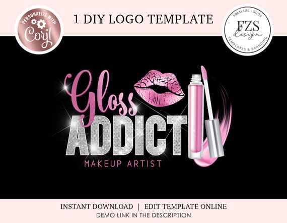 Lip Gloss Logo Beauty Logo Design Lipgloss Logo Makeup Artist - Etsy