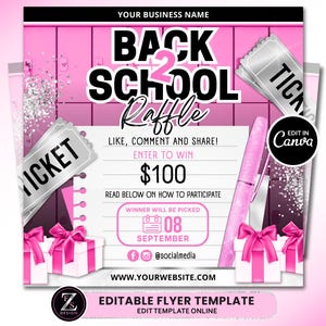 Back to School Raffle Giveaway Flyer, DIY Back 2 Schulflieger, Giveaway Flyer, Raffle Flyer, Raffle Ticket Flyer, Schul Giveaway Flyer