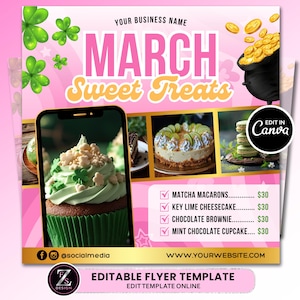 March Bake Sale Flyer, Bakery Flyer, Sweet Treats Flyer, March Dessert Flyer, Bake Shop Flyer, Pastry Flyer, Cake Flyer