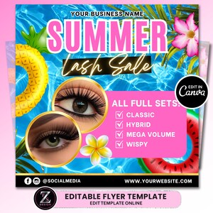 Summer Lash Sale Flyer, DIY Lash Extensions Flyer, Beauty Lash Deals Flyer, Lash Flyer, Summer Season Lashes Flyer, Flyer Template