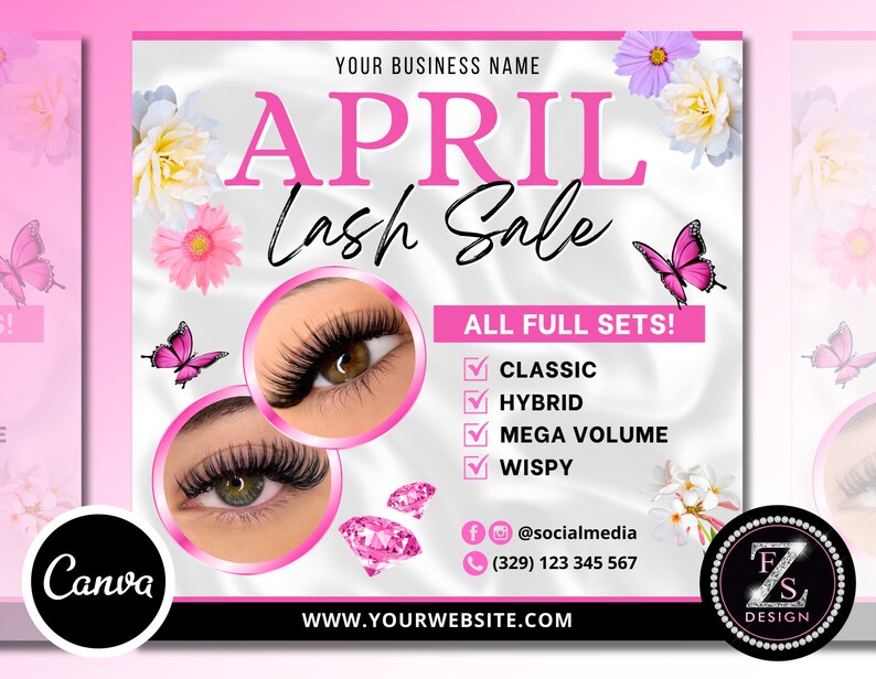 April Lash Sale Flyer, DIY Lash Extensions Flyer, Lash Deals Flyer, Beauty Lash Flyer, April Lashes Flyer, Spring Season Flyer Template image 2