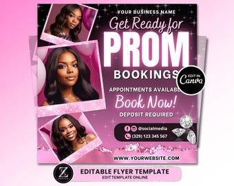 Prom Bookings Flyer, Prom Makeup Flyer, Prom Queen MUA Flyer, Graduation Makeup Flyer, Prom Lashes Flyer, Beauty Makeup Artist Flyer