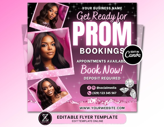 Prom Bookings Flyer, Prom Makeup Flyer, Prom Queen MUA Flyer, Graduation Makeup Flyer, Prom Lashes Flyer, Beauty Makeup Artist Flyer