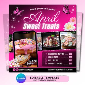 April Bake Sale Flyer, Bakery Flyer, Sweet Treats Flyer, April Dessert Flyer, Bake Shop Flyer, Pastry Flyer, Spring Flyer