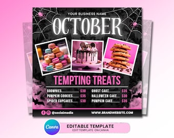 October Bake Sale Flyer, Bakery Flyer, October Sweet Treats Flyer, Halloween Dessert Flyer, Bake Shop Flyer, Pastry Flyer, Cake Flyer