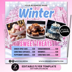 Winterbäckerei-Flyer, Backverkauf-Flyer, Wintersüß-Sachen-Flyer, Winter-Flyer, Dessert-Flyer, Backshop-Flyer, Gebäck-Flyer, Kuchen-Flyer