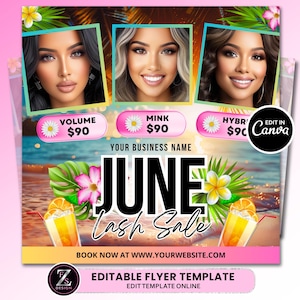 June Lash Sale Flyer, DIY Lash Extensions Flyer, Lash Deals Flyer, Beauty Lash Flyer, June Lashes Flyer, Summer Season Flyer Template
