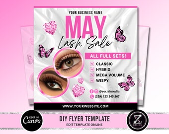 May Lash Sale Flyer, Lash Extensions Flyer, Lash Deals Flyer, Beauty Lash Flyer, May Sale Flyer Template, Mothers Day Flyer