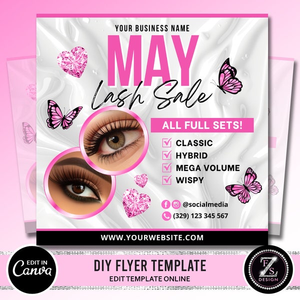 May Lash Sale Flyer, Lash Extensions Flyer, Lash Deals Flyer, Beauty Lash Flyer, May Sale Flyer Template, Mothers Day Flyer