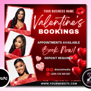 Valentines Day Book Now Flyer, Booking Flyer, Valentines Day Appointment Flyer, DIY February Flyer, Beauty Hair Nails Boutique Flyer image 2